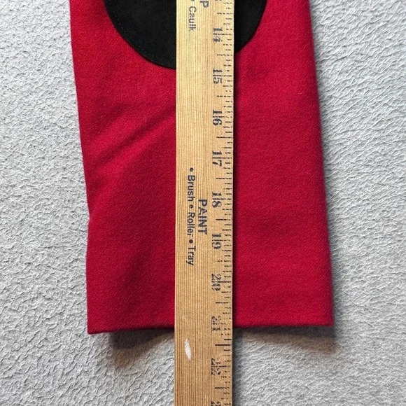 Vintage International Scene Blazer Womens 7/8 Red Wool Blend Coat Leather Trim - Picture 9 of 10